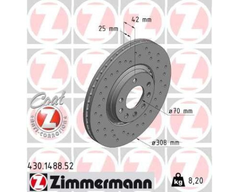 Disque de frein 430.1488.52 Zimmermann, Image 2