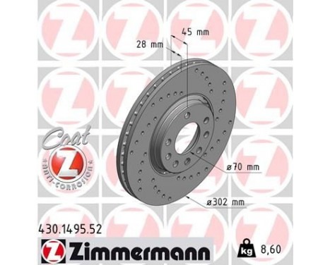 Disque de frein 430.1495.52 Zimmermann, Image 2