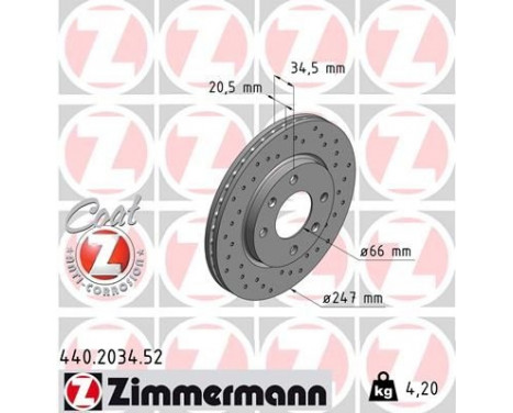 Disque de frein 440.2034.52 Zimmermann, Image 2