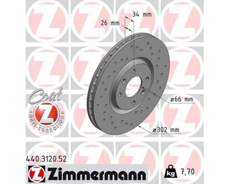 Disque de frein 440.3120.52 Zimmermann, Image 2