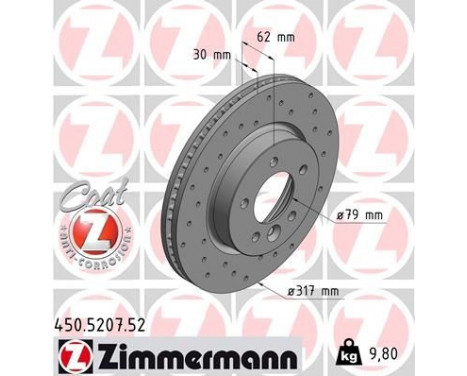 Disque de frein 450.5207.52 Zimmermann, Image 2