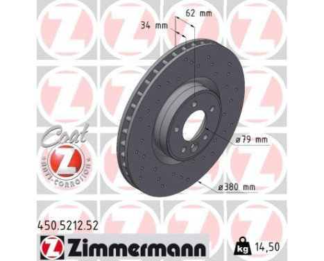 Disque de frein 450.5212.52 Zimmermann, Image 2