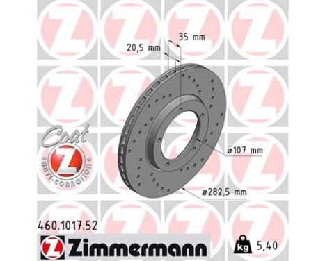 Disque de frein 460.1017.52 Zimmermann, Image 2
