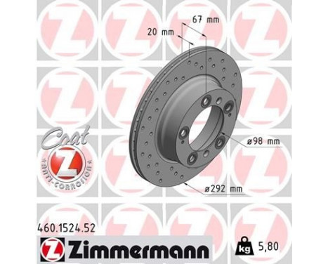 Disque de frein 460.1524.52 Zimmermann, Image 2