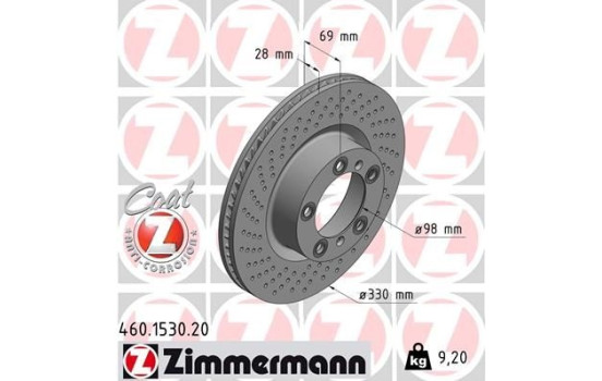 Disque de frein 460.1530.20 Zimmermann