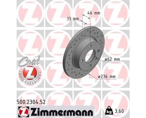 Disque de frein 500.2304.52 Zimmermann, Image 2