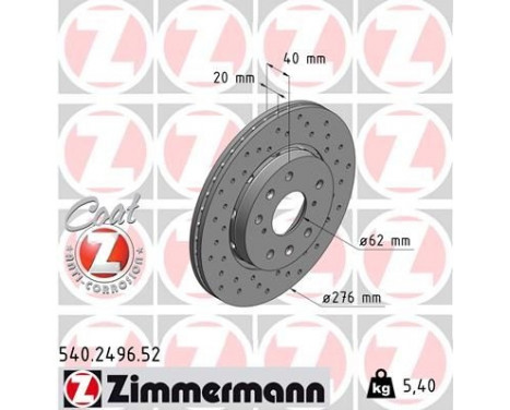 Disque de frein 540.2496.52 Zimmermann, Image 2