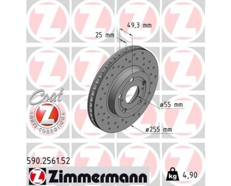 Disque de frein 590.2561.52 Zimmermann, Image 2