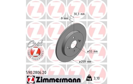 Disque de frein 590.2806.20 Zimmermann