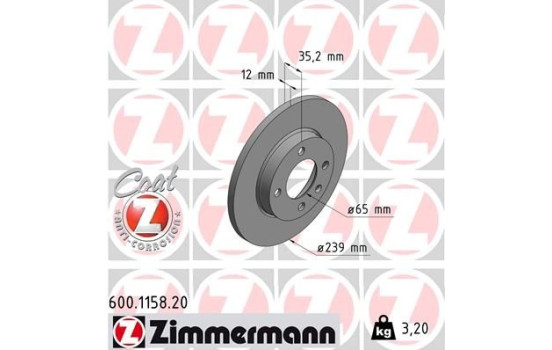 Disque de frein 600.1158.20 Zimmermann