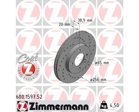 Disque de frein 600.1597.52 Zimmermann, Image 2