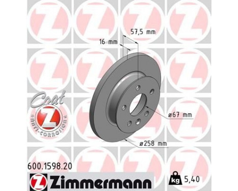 Disque de frein 600.1598.20 Zimmermann