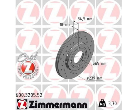 Disque de frein 600.3205.52 Zimmermann, Image 2