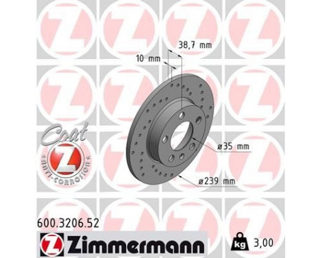 Disque de frein 600.3206.52 Zimmermann, Image 2