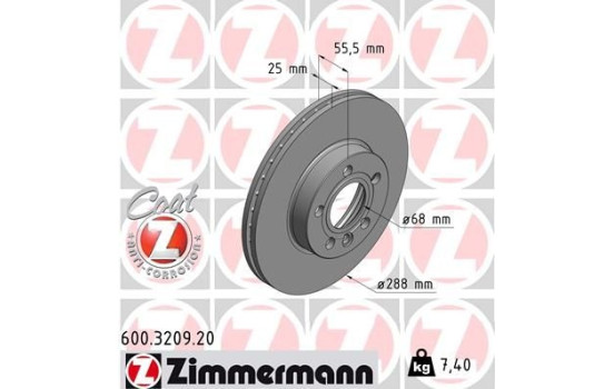 Disque de frein 600.3209.20 Zimmermann