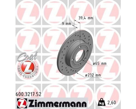 Disque de frein 600.3217.52 Zimmermann, Image 2