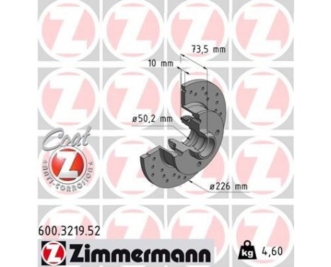 Disque de frein 600.3219.52 Zimmermann, Image 2