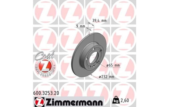 Disque de frein 600.3253.20 Zimmermann