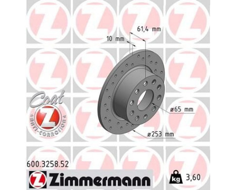 Disque de frein 600.3258.52 Zimmermann, Image 2