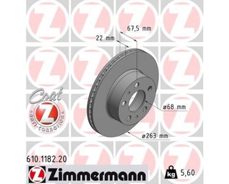 Disque de frein 610.1182.20 Zimmermann