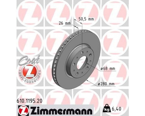 Disque de frein 610.1195.20 Zimmermann, Image 2