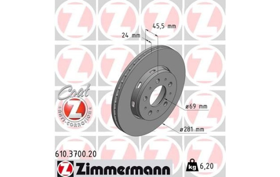 Disque de frein 610.3700.20 Zimmermann