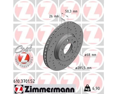 Disque de frein 610.3701.52 Zimmermann, Image 2