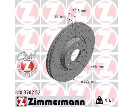 Disque de frein 610.3702.52 Zimmermann, Image 2