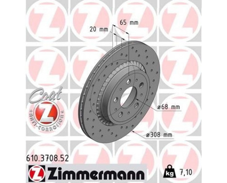Disque de frein 610.3708.52 Zimmermann, Image 2