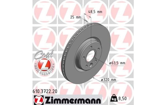 Disque de frein 610.3722.20 Zimmermann
