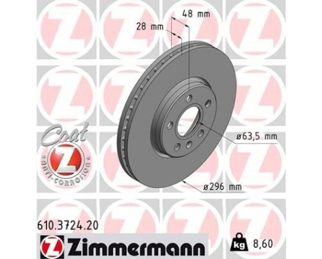 Disque de frein 610.3724.20 Zimmermann