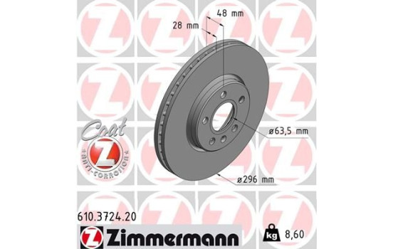 Disque de frein 610.3724.20 Zimmermann