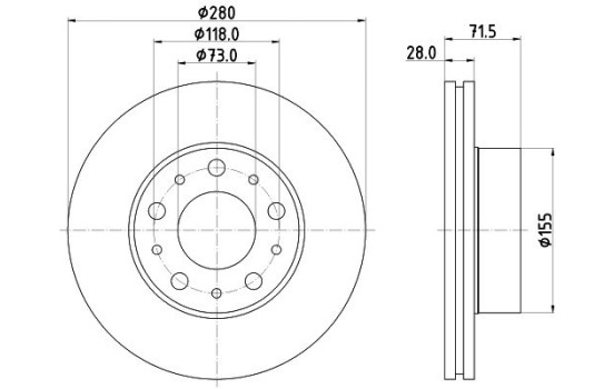 Disque de frein 8DD 355 125-421 Hella