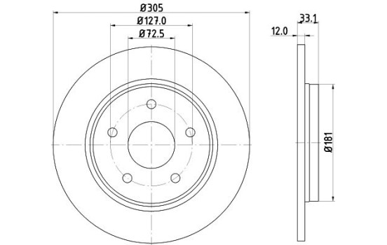 Disque de frein 8DD 355 129-001 Hella