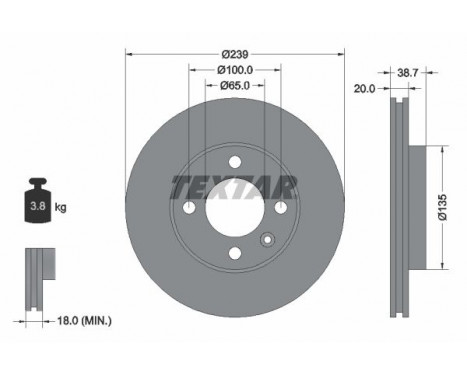 Disque de frein 92012103 Textar