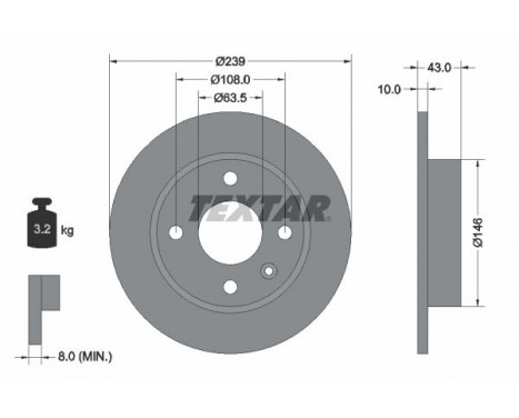 Disque de frein 92050900 Textar