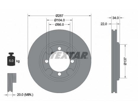 Disque de frein 92062700 Textar