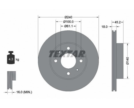 Disque de frein 92063200 Textar