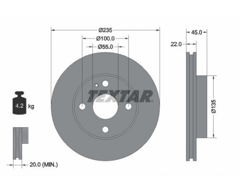 Disque de frein 92071500 Textar