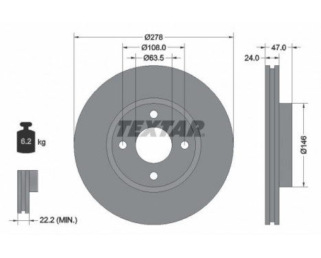 Disque de frein 92075400 Textar
