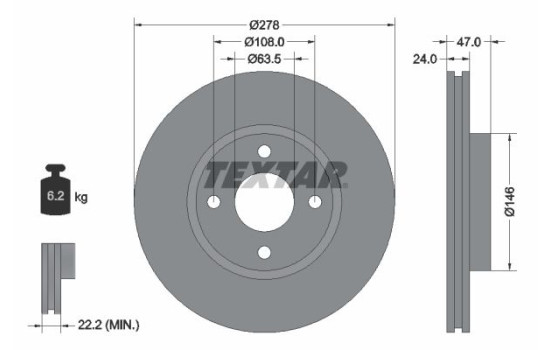 Disque de frein 92075400 Textar