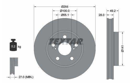 Disque de frein 92077500 Textar