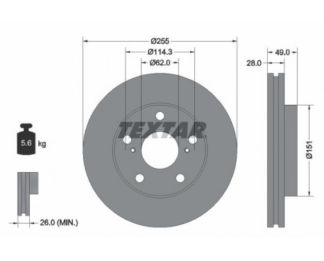 Disque de frein 92077600 Textar