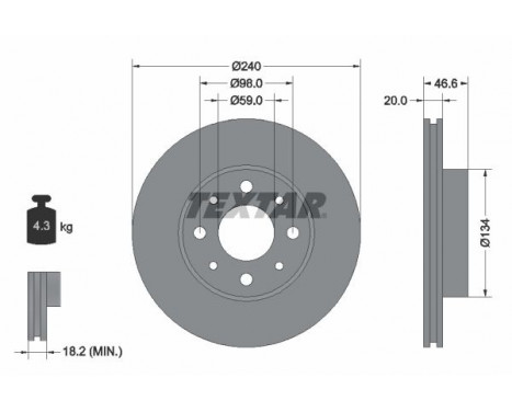 Disque de frein 92090300 Textar