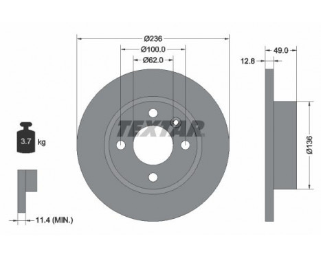 Disque de frein 92090400 Textar