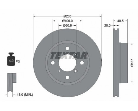 Disque de frein 92093200 Textar