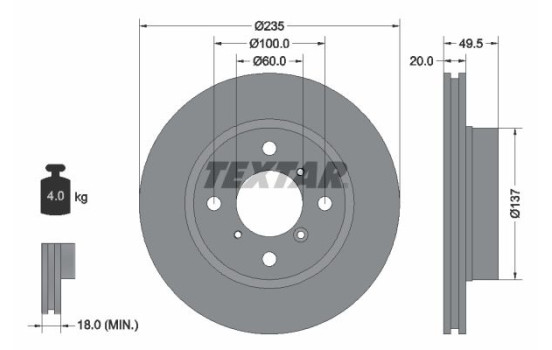 Disque de frein 92093200 Textar