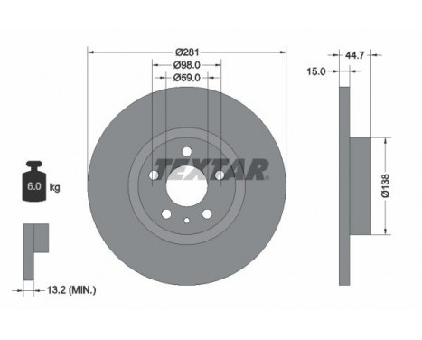 Disque de frein 92096400 Textar