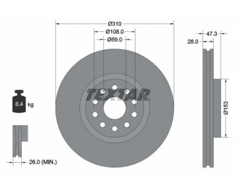 Disque de frein 92097500 Textar
