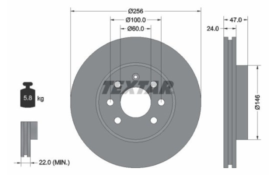 Disque de frein 92102600 Textar